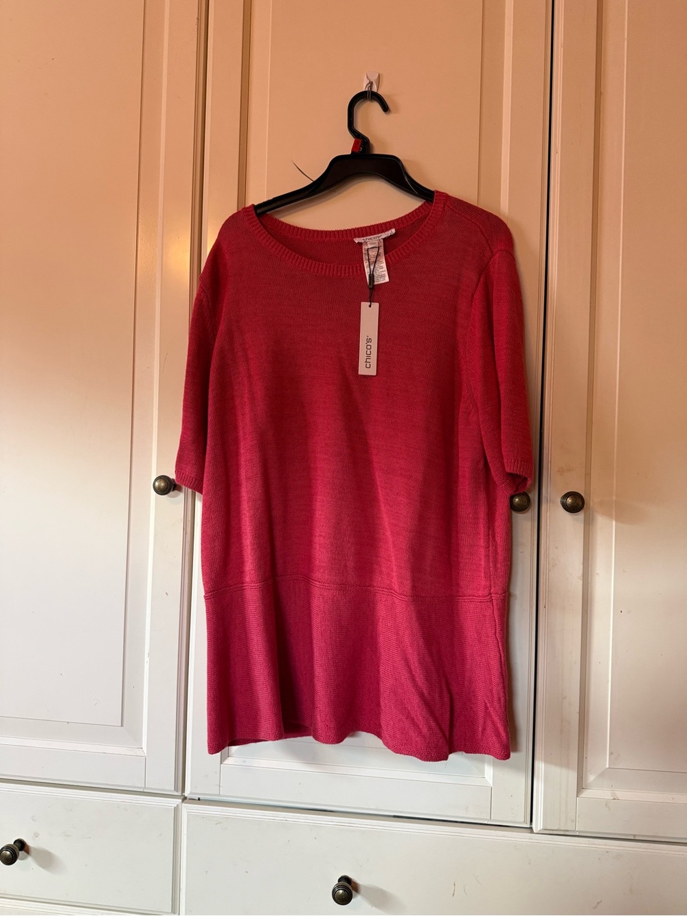 Chico's Pink Short-Sleeve Knit Tunic